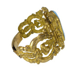 Antique Victorian Gold Metal Figural Enamel Bird Of Paradise Bracelet