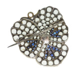 Antique French Silver Paste Pansy Pendant Brooch