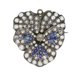 Antique French Silver Paste Pansy Pendant Brooch