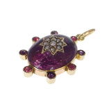 Antique Victorian Gold Purple Enamel Pearl Starburst Charm