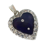 Antique Silver Paste Blue Enamel Heart Pendant
