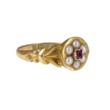 Antique Georgian 15ct Gold Ruby & Pearl Ring