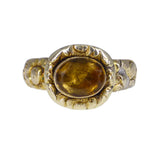Antique Georgian Gold Cased Citrine Repousse Ring