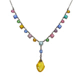 Vintage Art Deco Czech Rainbow Harlequin Glass Necklace