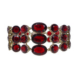 Antique Silver Cranberry Red Glass Prong Set Bracelet