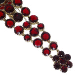 Antique Silver Cranberry Red Glass Prong Set Bracelet