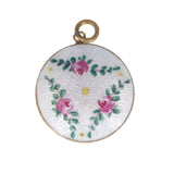 Antique French Guilloche Enamel Floral Star Pendant