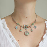 Antique Micro Mosaic Scarab Egyptian Floral Revival Necklace