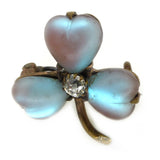 Antique Edwardian Saphiret Glass Heart Clover Brooch