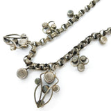 Antique Edwardian Silver Saphiret Glass Art Nouveau Drop Necklace