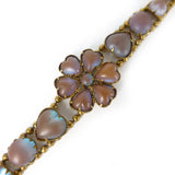 Antique Edwardian Saphiret Glass Floral Heart Bracelet