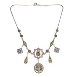 Antique Micro Mosaic Scarab Egyptian Floral Revival Necklace