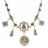 Antique Micro Mosaic Scarab Egyptian Floral Revival Necklace
