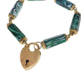 Antique Victorian Green Slag Glass Padlock Bracelet