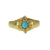 Antique Victorian 18ct Gold Diamond & Turquoise Star Ring