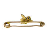 Antique Victorian Gold Sapphire & Pearl Insect Bar Brooch