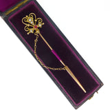 Antique Edwardian 9ct Gold Pearl & Ruby Sword Jablot Pin