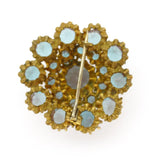 Antique Edwardian Saphiret Glass Layered Starburst Gold Tone Brooch