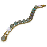 Antique Saphiret Glass Panel Opalescent Heart Bracelet