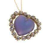Antique Edwardian Saphiret Glass Heart Conversion Pendant Necklace
