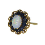 Vintage 9ct Gold Opal & Sapphire Floral Ring