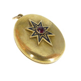 Antique Victorian Garnet Gold Plated Celestial Locket Pendant