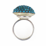 Antique Edwardian Silver Turquoise Bombe Conversion Ring