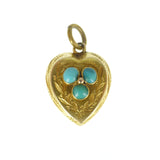 Antique Gold Engraved Turquoise Locket Charm