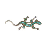 Antique Silver Turquoise Lizard Brooch