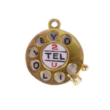 Vintage 9ct Gold Enamel Telephone '2 Tel U' 'Love You' Charm