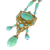 Antique Edwardian Czechoslovakia Turquoise Peking Glass Bead Necklace