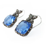 Antique Georgian Silver Blue Glass Paste Floral Earrings