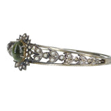 Antique Victorian Silver Chrysoberyl Cat's Eye Pearl Floral Bracelet