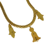 Antique Gold Metal Floral Drop Chain Necklace