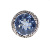 Antique Art Deco Silver Synthetic Blue Zircon Cocktail Ring